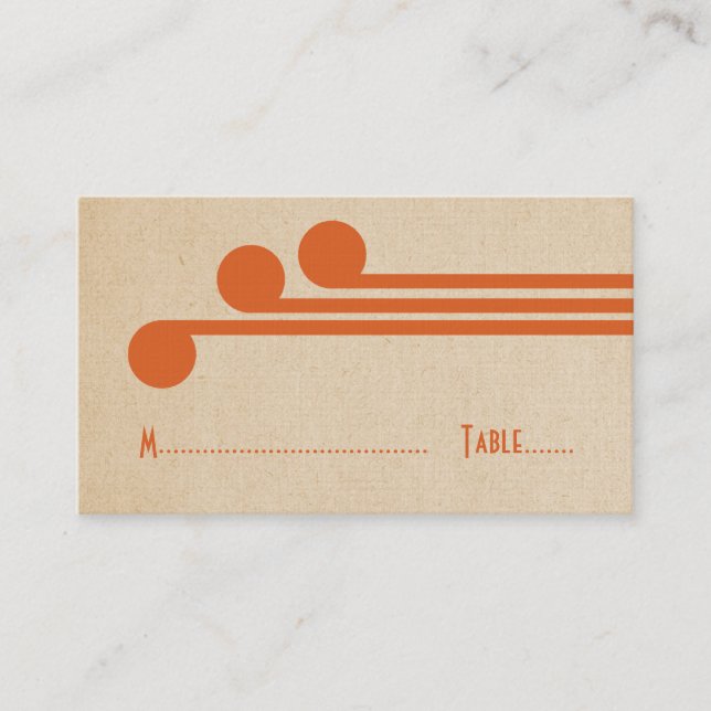 Orange Deco Chic Place Card (Front)