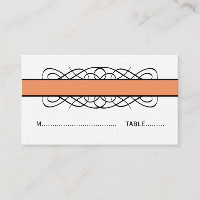 Orange Deco Flourish Place Card (Front)