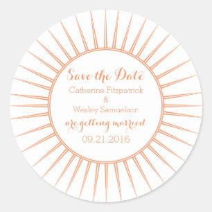Orange Deco Retro Save the Date Stickers
