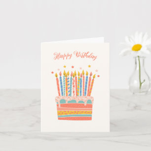 Orange decorative birthday cake slice  card