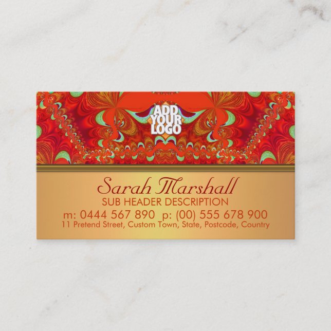 Orange Delight Fractal Lace Art Business Card (Front)