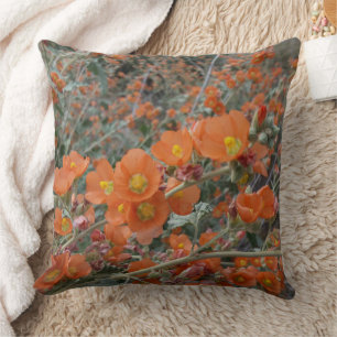 Orange Desert Globemallow Flowers In Bloom Cushion