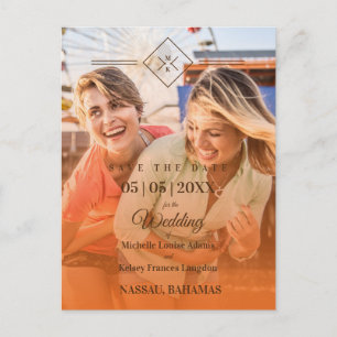 Orange Destination Wedding Gay Lesbian Wedding Postcard