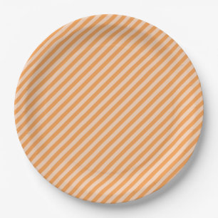 Orange Diagonal Stripes Paper Plate