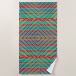 Orange Diamond Blue Red Turquoise Pattern  Beach Towel