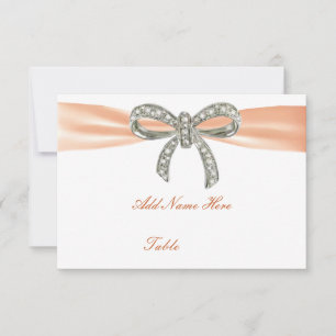 Orange Diamond Bow Wedding Table Place Card