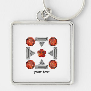 Orange Diamond Gemstone Art, Orange Key Ring