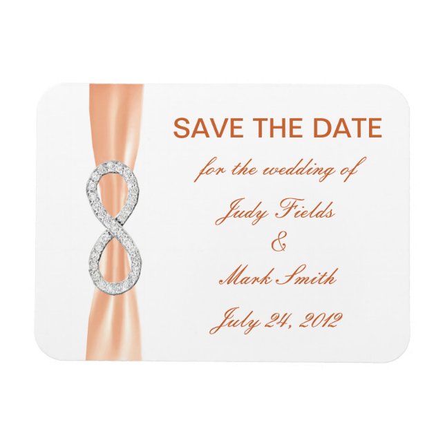 Orange Diamond Infinity Save The Date Magnet (Horizontal)