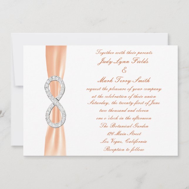 Orange Diamond Infinity Wedding Invitation (Front)