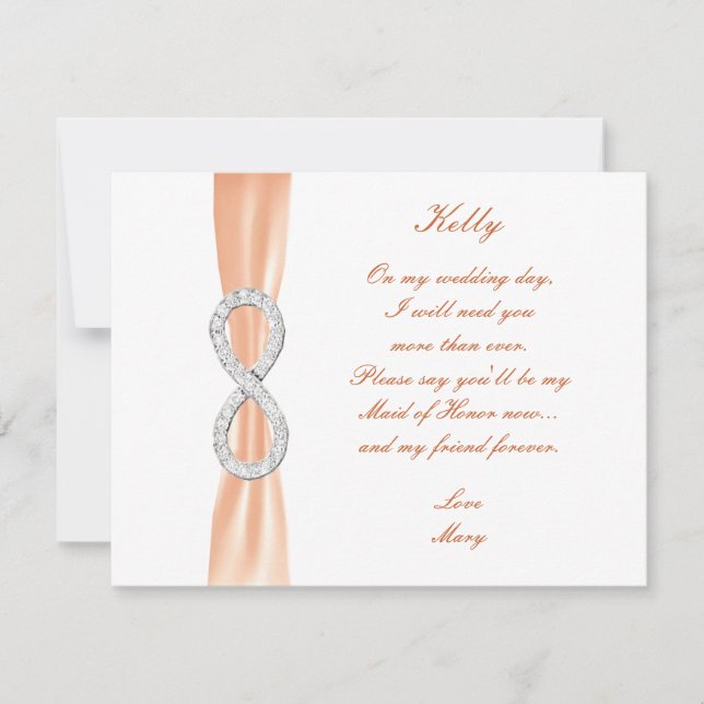 Orange Diamond Infinity Wedding Maid Of Honour Car Invitation (Front)