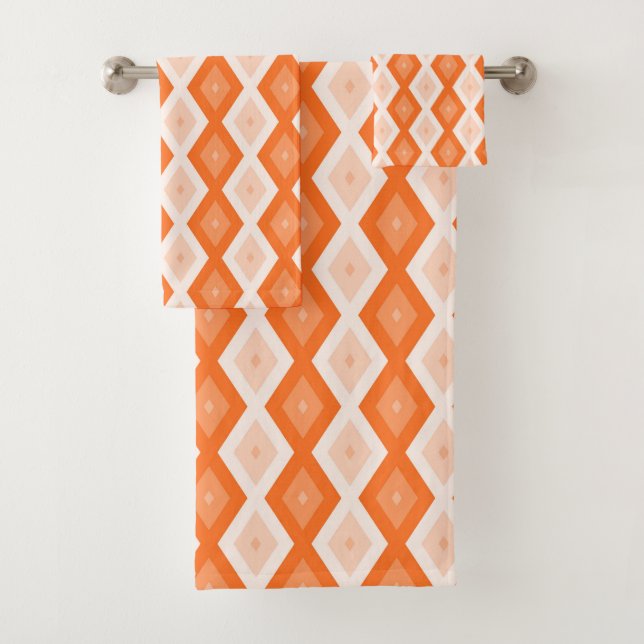 Orange diamond pattern bath towel set (Insitu)