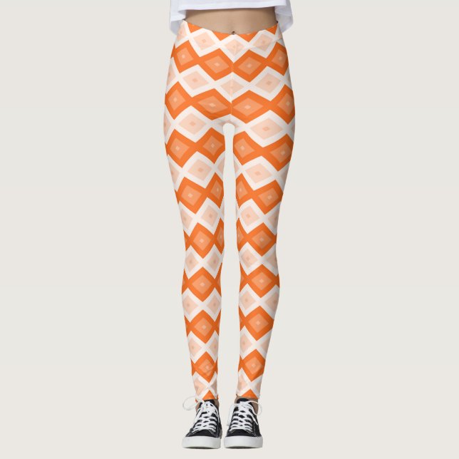 Orange diamond pattern leggings (Front)