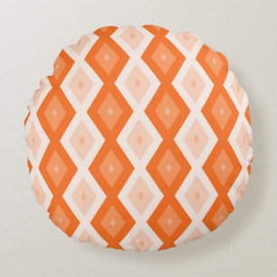 Orange diamond pattern round cushion