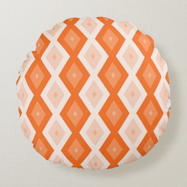 Orange diamond pattern round cushion (Front)