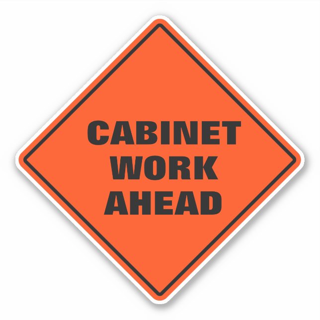 Orange diamond road sign cabinet work ahead  (Front)