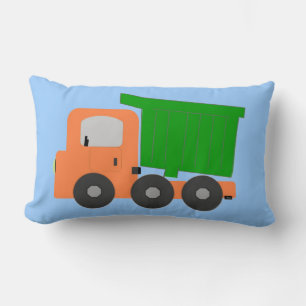 Orange Digital Truck Blue Background Lumbar Cushion