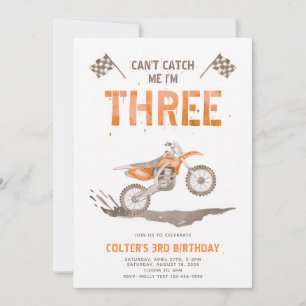 Orange Dirt Bike Third Birthday Invitation