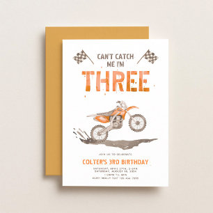 Orange Dirt Bike Third Birthday Invitation