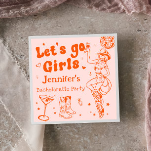 Orange Disco Cowgirl Rodeo Bachelorette Party Napkin