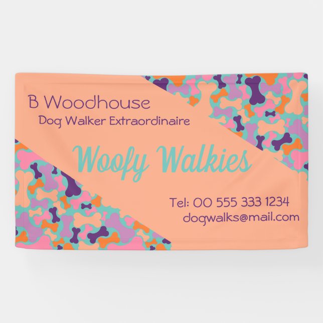 Orange dog bone design business banner (Horizontal)