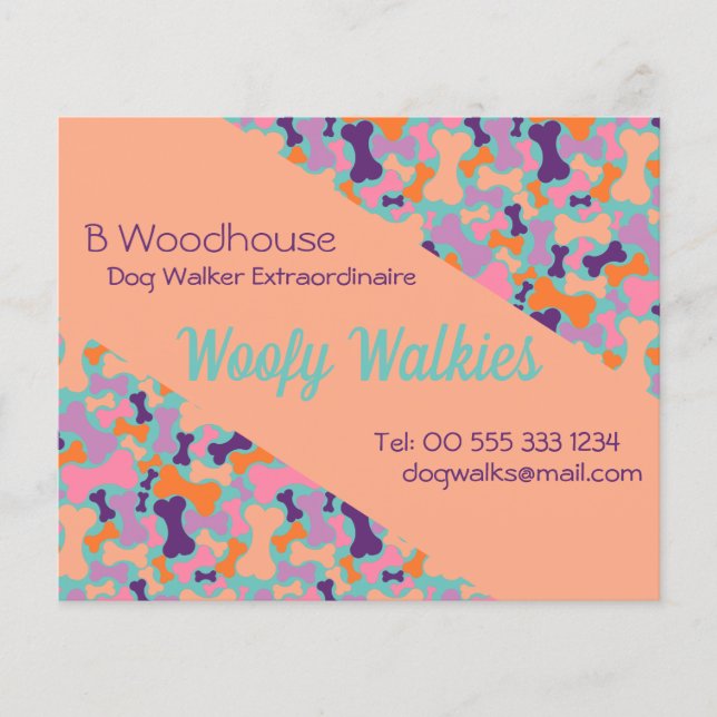 Orange dog bone design business Stationery Flyer (Front)