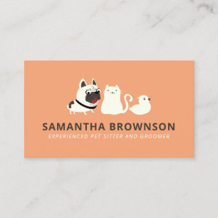 Orange Dog Cat Bird Pet Sitter Business Card