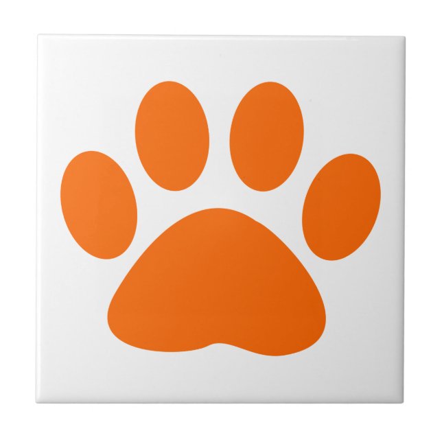 Orange Dog Cat Paw Print Tile (Front)