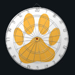 Orange Dog Pawprint Dartboard<br><div class="desc">Cartoon dog pawprint in Orange.</div>