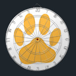 Orange Dog Pawprint Dartboard<br><div class="desc">Cartoon dog pawprint in Orange.</div>