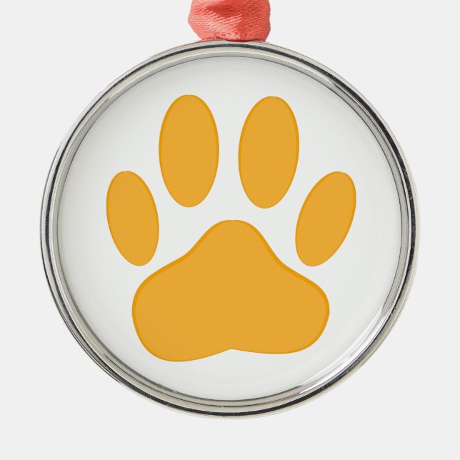 Orange Dog Pawprint Metal Tree Decoration (Front)