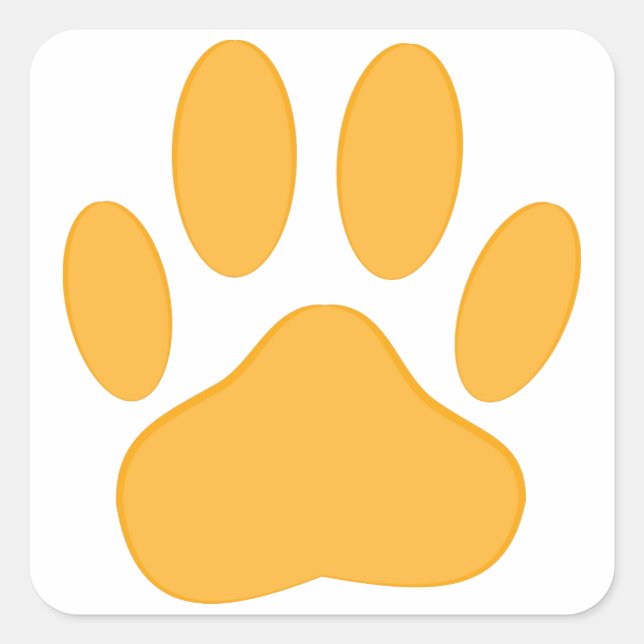 Orange Dog Pawprint Square Sticker (Front)