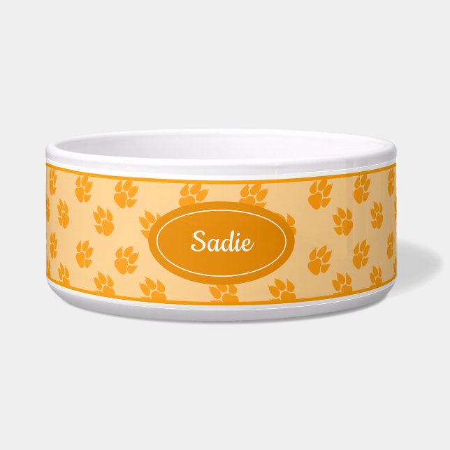 Orange Dog Paws Pattern With Custom Name (Front)