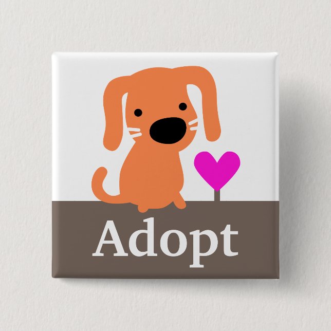 Orange Dog Pet Adoption 15 Cm Square Badge (Front)
