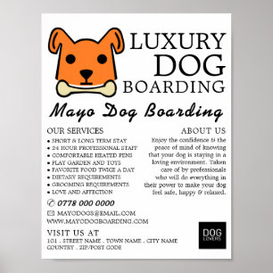 Orange Dog with Bone, Dog Boarding, Advertising Poster