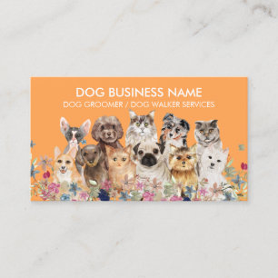 Orange Dogs Cats Breeds Grooming Service Business Card