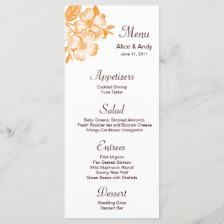 Orange Dogwood Flower Menu Card