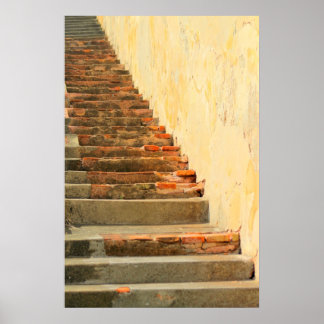 Orange Dominates these 16th Century Stairs Print