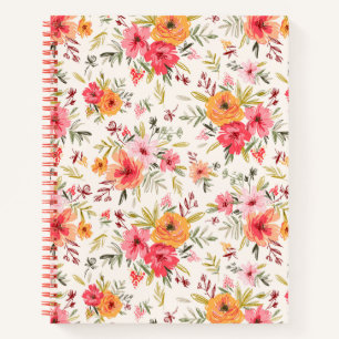 Orange Doodle Garden Flower Pattern Notebook
