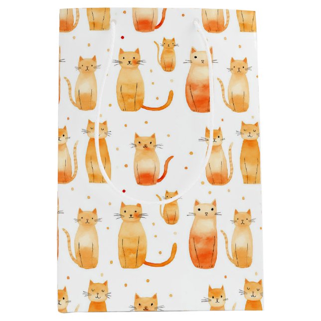 Orange Dots and Cats Medium Gift Bag (Front)