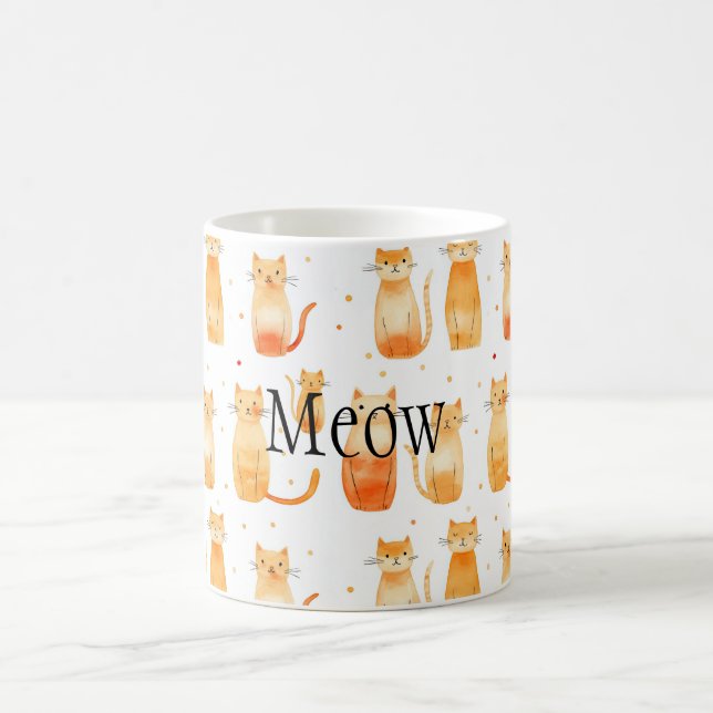 Orange Dots and Cats Medium Gift Bag Coffee Mug (Center)