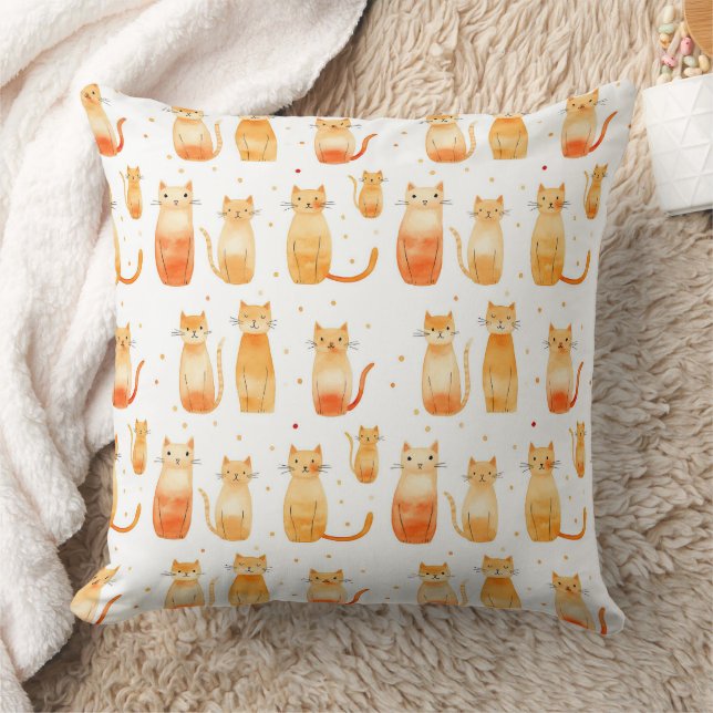 Orange Dots and Cats Medium Gift Bag Cushion (Blanket)
