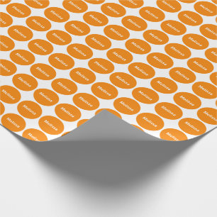 Orange Dots Pattern On White With Name Wrapping Paper