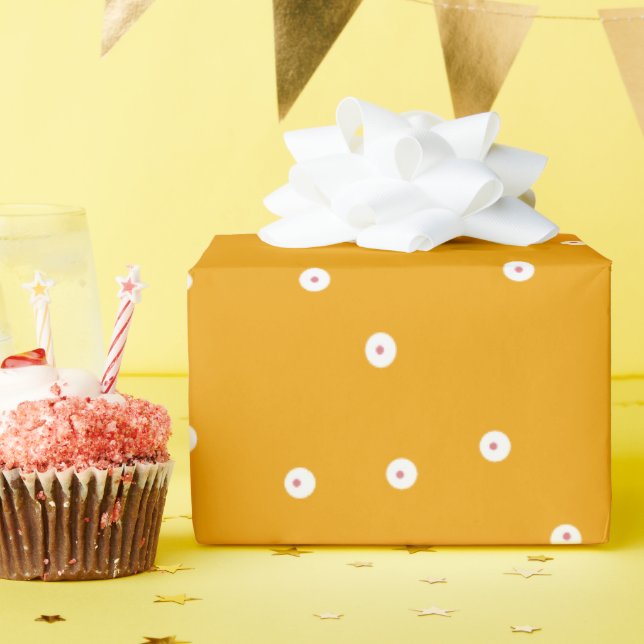 Orange Double Dots Wrapping Paper (Birthday Party)