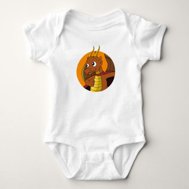 Orange dragon cartoon baby bodysuit (Front)