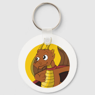 Orange dragon cartoon key ring