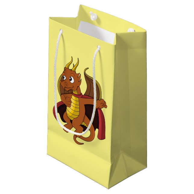 Orange Dragon Cartoon Small Gift Bag (Front Angled)