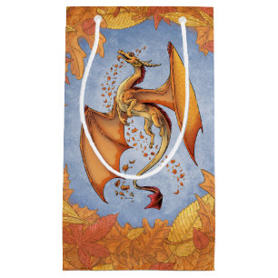 Orange Dragon of Autumn Fantasy Art Small Gift Bag