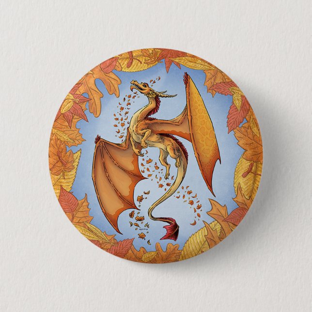 Orange Dragon of Autumn Nature Fantasy Art 6 Cm Round Badge (Front)