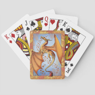 Orange Dragon of Autumn Nature Fantasy Art Playing Cards