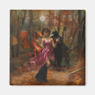 Orange Dragon Raven Occult Dark Witchy AI Art Magnet